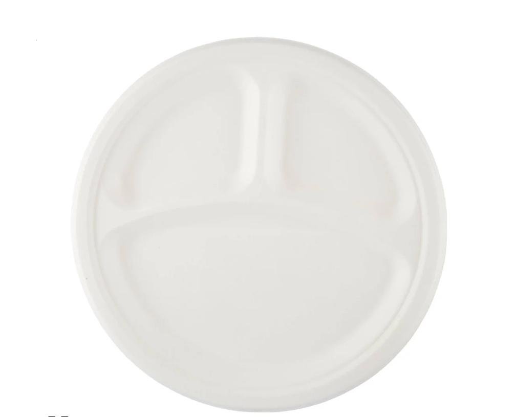 Bio Degradable 3 -Compartment Plate - 10 inch (500 pcs)